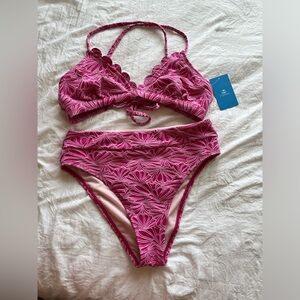 Cupshe floral pink high waisted bikini
